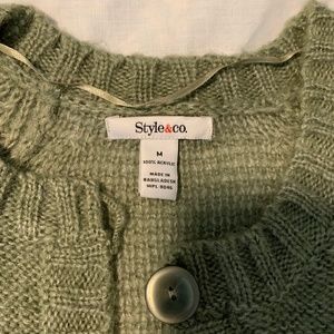 Olive green cardigan sweater